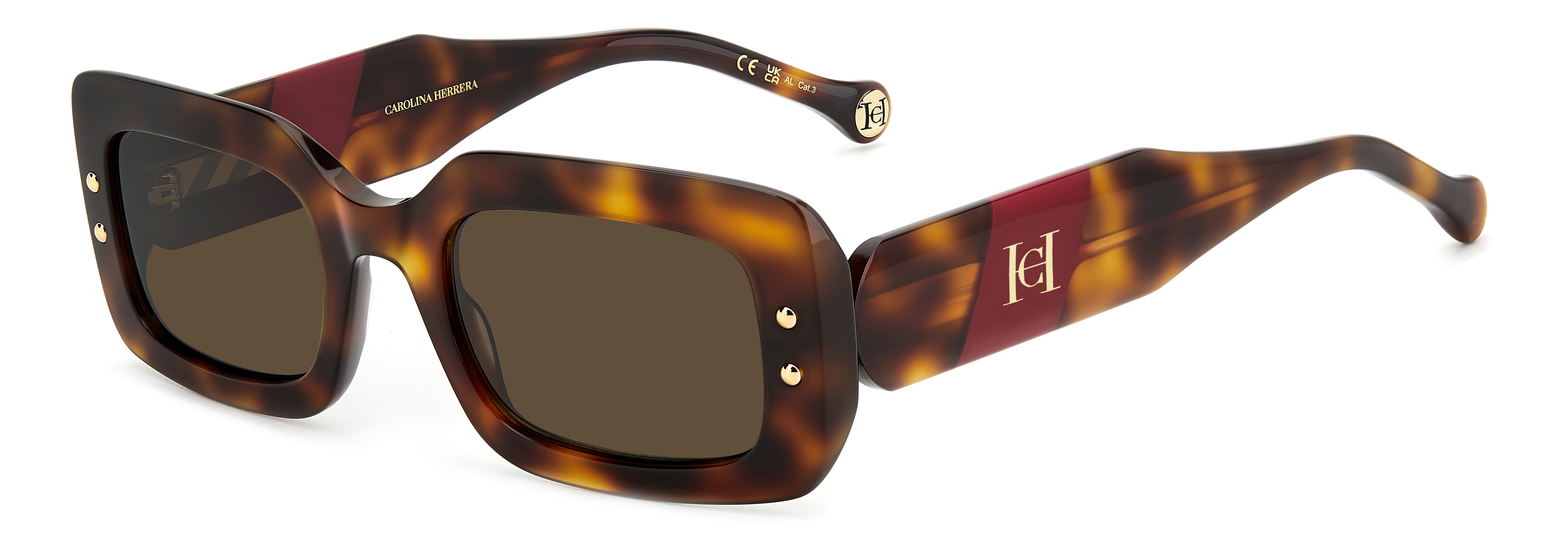 New, CAROLINA HERRERA Sunglasses HER0187/S L9370 Authentic Carolina Herrera HER 0186/S GUU Sunglasses Black Burgundy  main image 3